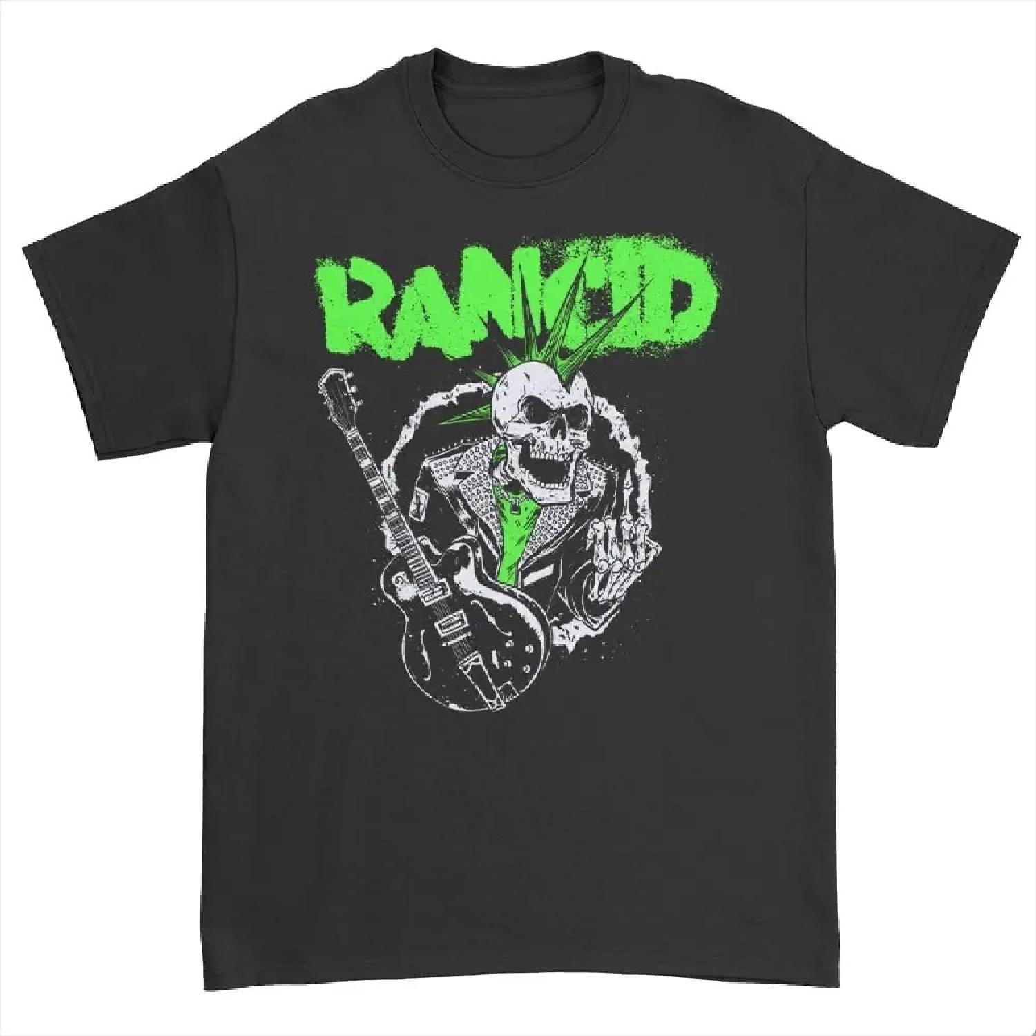 Rancid Skele Guitar Mens Black Short Sleeve T Shirt Vintage Style 90s Punk Rock Graphic Tees S чёрный