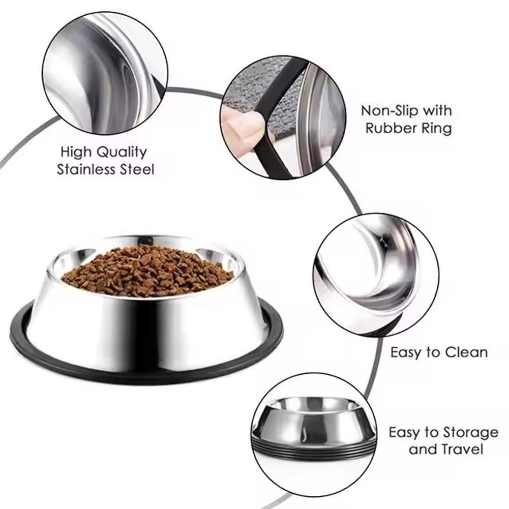 15/18/22CM Stainless Steel Dog Bowls,Lovely Pet Food Water Drink Dishes Feeder For Cat Puppy Dog Multi-Specification Anti-fall