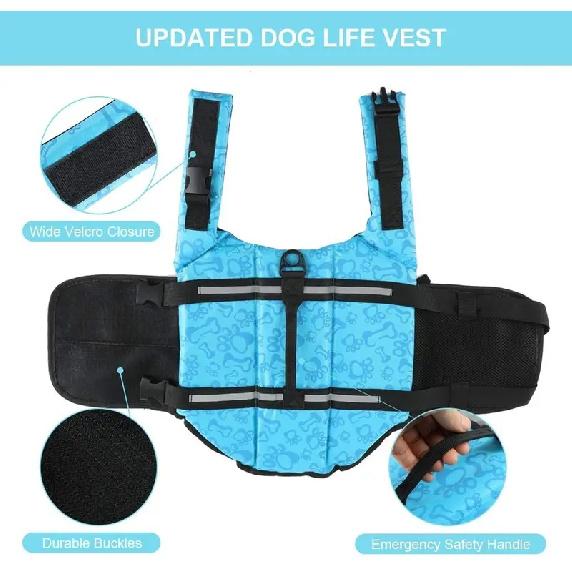 Safety Dog Life Jacket Summer Printed Pet Dog Life Vest Swimming Wear Safety Clothes Outdoor Puppy Big Dog Clothing Vest XXS-XXL