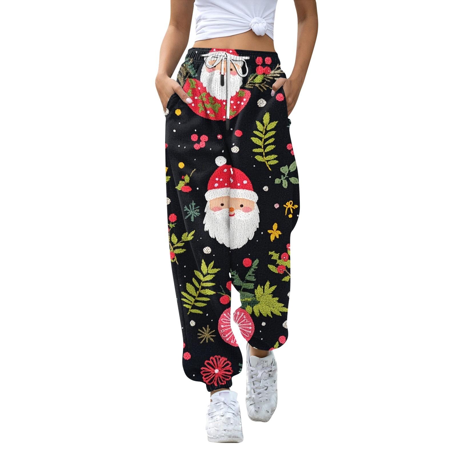 

Женские повседневные модные рождественские принтованные повседневные брюки спортивные брюки длинные брюки брюки с эластичной резинкой на талии XXXL