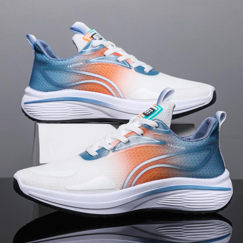 New Sports Shoes Fashionable Outdoor Running Shoes Lace-up Comfortable Men's Casual Shoes Mesh Transparent Soft Sole Men's Shoes