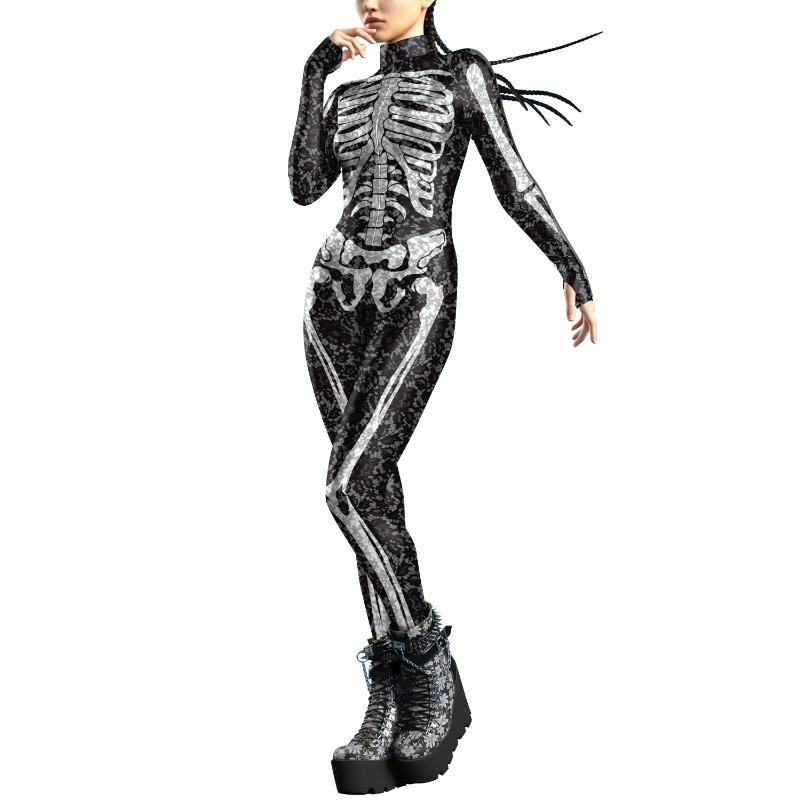 Halloween Costume Body Skeleton Digital Printing Bodysuit Jumpsuit Women's Jumpsuit
