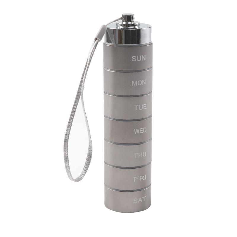 Portable Waterproof Pill Box Weekly Large Aluminum Case Container BPA Free 7 Day Daily Medicine Organizer Holder for Vitamin