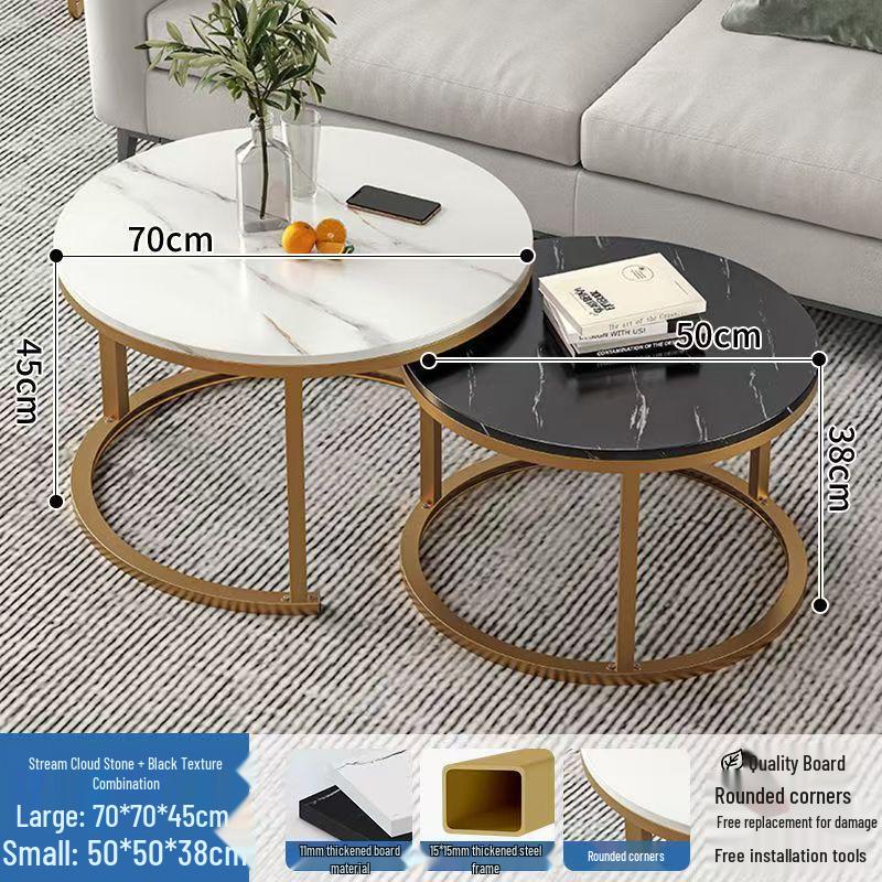 Simple Modern Light Luxury Coffee Table - Small Round Side Table for Living Room or Bedroom