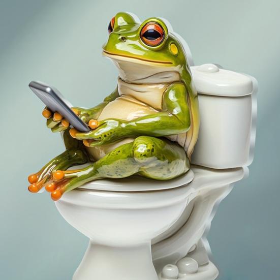 Frosch auf Toilette Acryl-Dekoration, 2D Lustige Badezimmerregal-Figur, Niedliche Zusammengebaute Statue für Schreibtisch Wohnzimmer Büro, Humorvolles Geschenk für Freunde