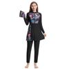 Women Printing Swimwear Muslim Bathing Suit with Cap Long Sleeve Swimsuit Full Coverage Swimming Suit 3 Pieces Sun Protection