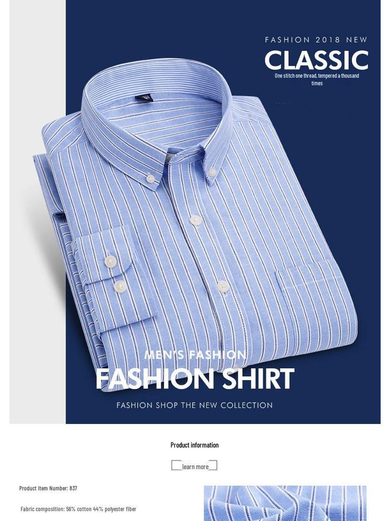 Trendy Korean-Style Striped Oxford Shirt for Young Men - Long & Short Sleeves Available