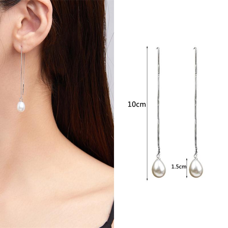 New Crystal Hanging Earrings for Women Korean Fashion Tassel Earrings Gold Color Metal Thread Dangle Earrings for Female