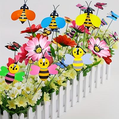 20pcs Colorful Bee Decorative Garden Stakes Home Decor Outdoor Decoration Art Vibrant Floral Lawn Patio Garden Decorations