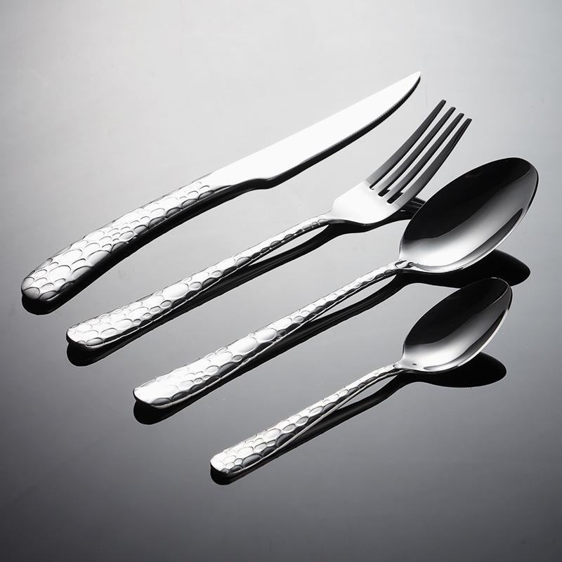 Nerezová ocel 410 vzor kapek vody nůž, vidlička a lžíce hotelový západní příbor steakový nůž a vidlička sada reliéf