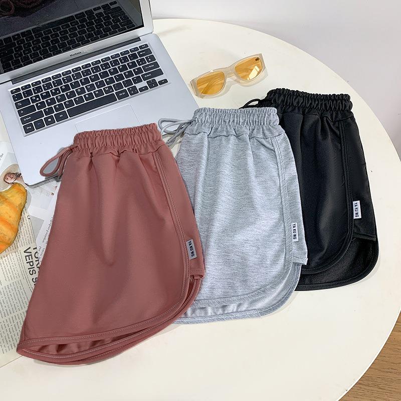 Shorts Women's Summer Korean Version Loose Tight Waist Lace-up Solid Color High Waist Sports Slimming Hot Pants