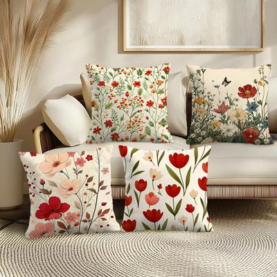Romantic Flowers Cushion Cover Soft Plush Throw Pillow Cover  DoubleSided Printed Cushion Case  Cozy Sofa  Home Decor