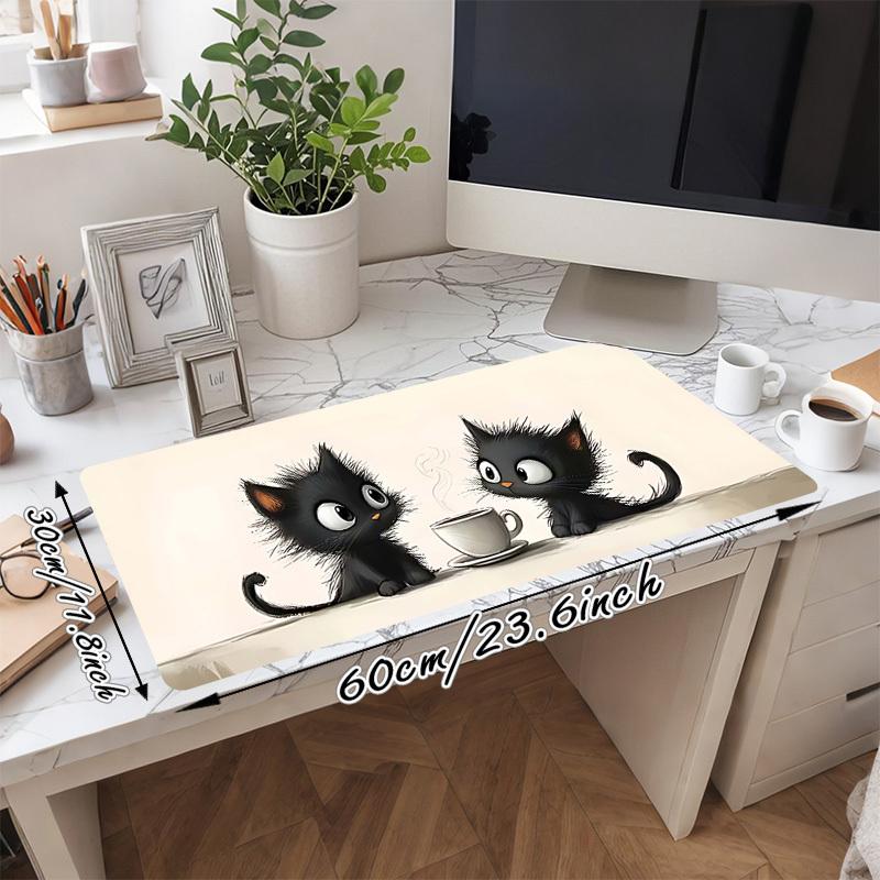 1 Pezzo Tappetino Mouse Gatto Caffè Grande Durevole Adatto per Scrivanie d'Ufficio, Computer da Gioco. Base Antiscivolo P91