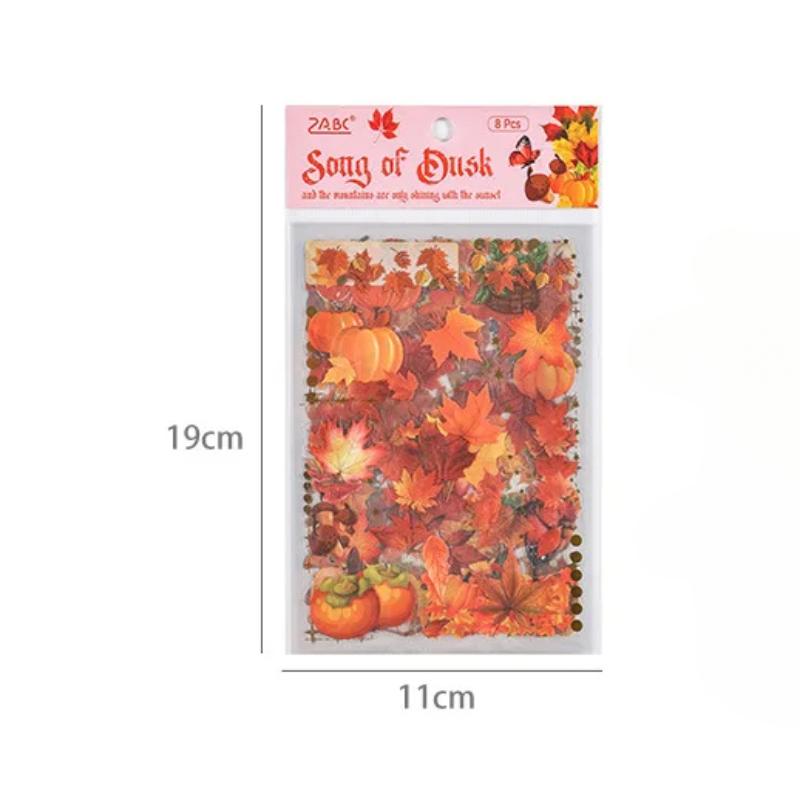 Four Styles Retro Autumn Leaf Stickers Used for Creative Decoration of Handwritten Diary Clipart Used for Decorating Diary Items