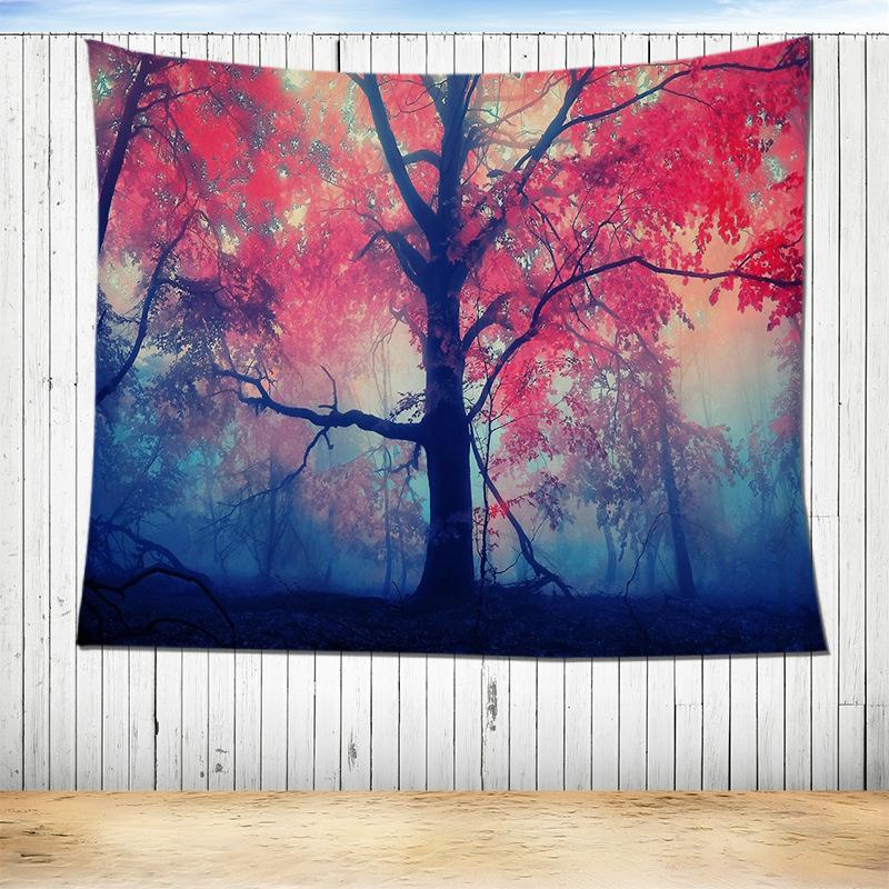 Романтический осенний пейзаж лес лиственный домашний гобелен спальня гостиная — фото 11