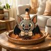 Cute Cartoon Tabletop Figures Vintage Halloween Double-Layer Wooden Decor, Spooky Character Wood Charming Retro Crafts Signs, Farmhouse Tiered