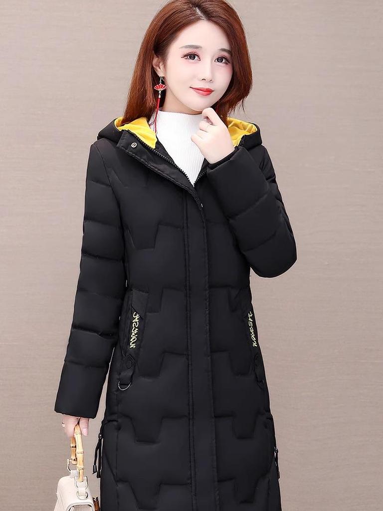 Women's Mid-Length Korean Style Down Jacket - Hooded, Thickened, Warm 90% White Duck Down Winter Coat