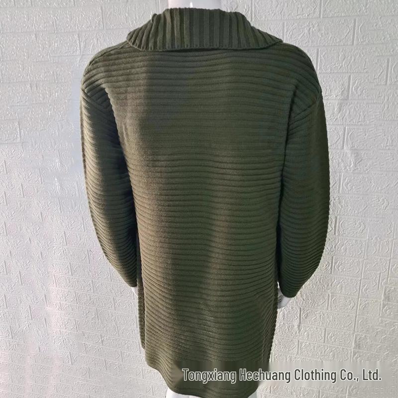 Men's Solid Color High Neck Long Sleeve Knit Cardigan Sweater - 2025 Autumn/Winter Collection
