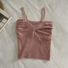 Sommer Koreanischer Stil Einfarbig Innen Brust gewickelt Neuer Stil Schlankmachend Nabel freiliegend Vielseitiges Schlankes Strick-Camisole Damen Trendig
