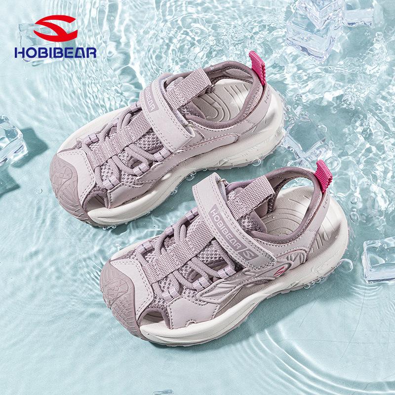 Kids Closed Toe Sport Sandals Anti-Collision Breathable Mesh Beach Shoes Hook And Loop Summer Outdoor Water Shoes For Boys Girls