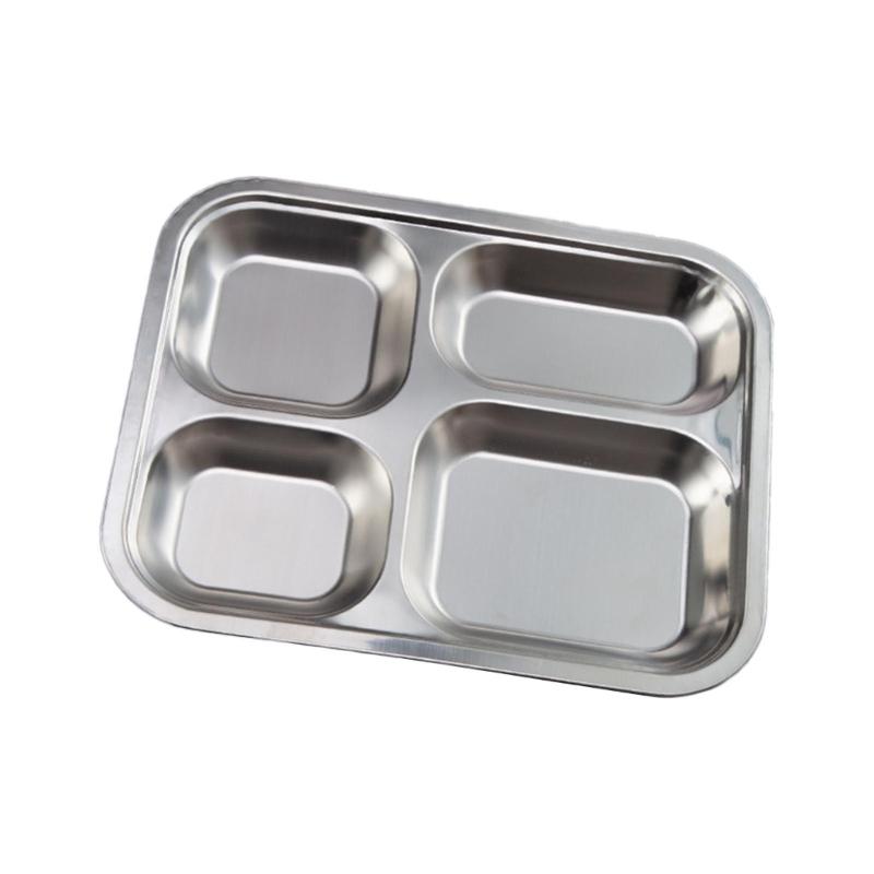 

Convenient 304Stainless Steel Tray Divided Plate Compartment Tray Divided Dinner Tray Perfect for Adult and Kids