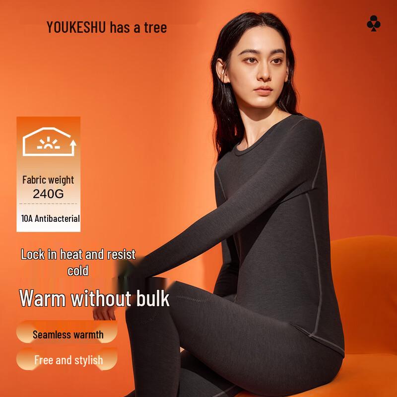 YOUKESHU Women s 10A Antibacterial Thermal Underwear Set L