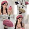Retro-inspired Breathable Beret For Women In Rose Black Beige Khaki Versatile Cap