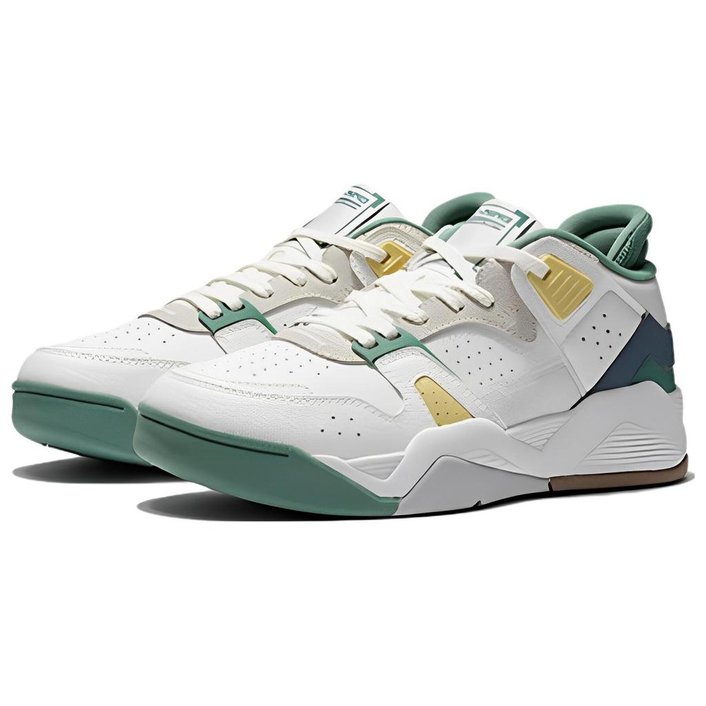 New LiNing Wear Resistant Low Top Vintage Basketball Shoes Women's White Green AGBS032-2