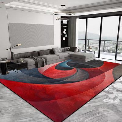 Alfombras Geométricas de Lujo Nórdico Moda Roja Alfombra Grande para Sala de Estar Antideslizante y de Absorción de Agua Alfombras para Decoración de Dormitorio Felpudo