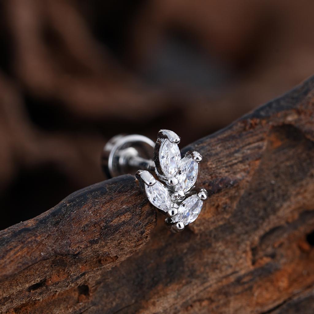 Women's 20G Tragus Earrings with Zircon 316L Stainless Steel Nose Stud Helix Cartilage Conch Labret Piercing Sensitive Ears