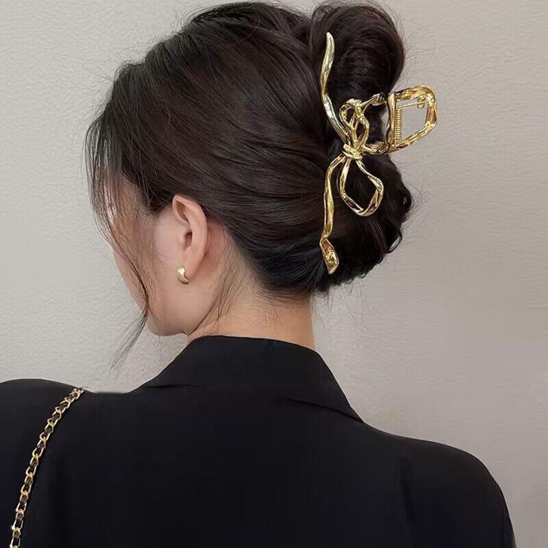 Ženy Nová Vintage stuha Mašľa Pazúriky do vlasov Vynikajúca kovová spona do vlasov Sponky do vlasov Pre ženy Doplnky do vlasov Barrettes Sponky na žraloky