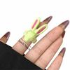 Macaron Color Rabbit Drip Oil Ring Minority Design Chunky Enamel Ring Exaggerated Ring  Couple