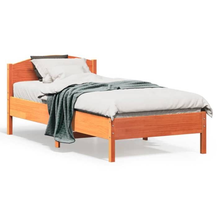 VidaXL Bed Frames with Headboard, Single Bed with Slat Base, Adult Bed, Bedroom Furniture, Modern, Wax Brown 842629