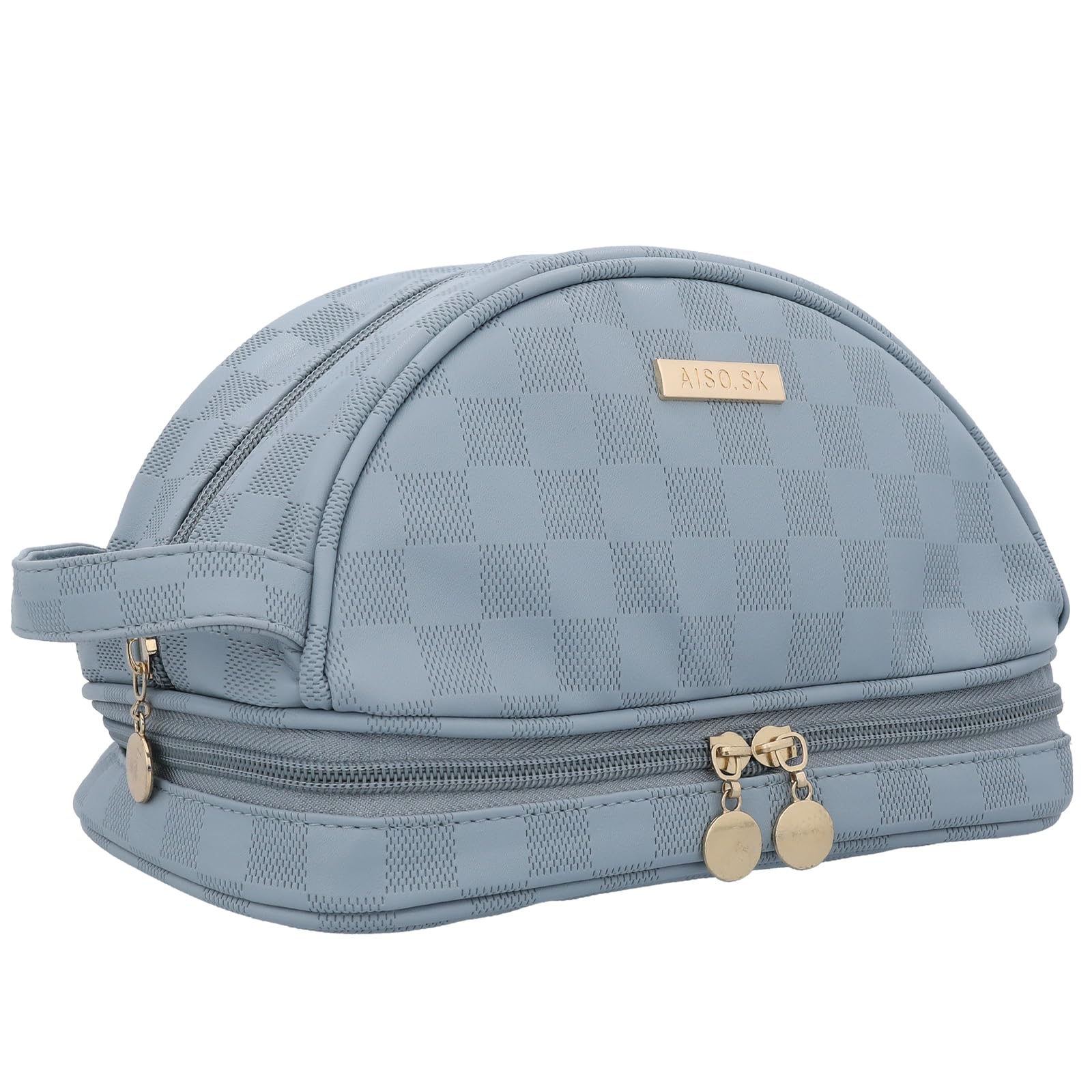 

Riotona Travel Cosmetic Women s Double-Layered Pouch, Clutch-Style (Mist Blue)