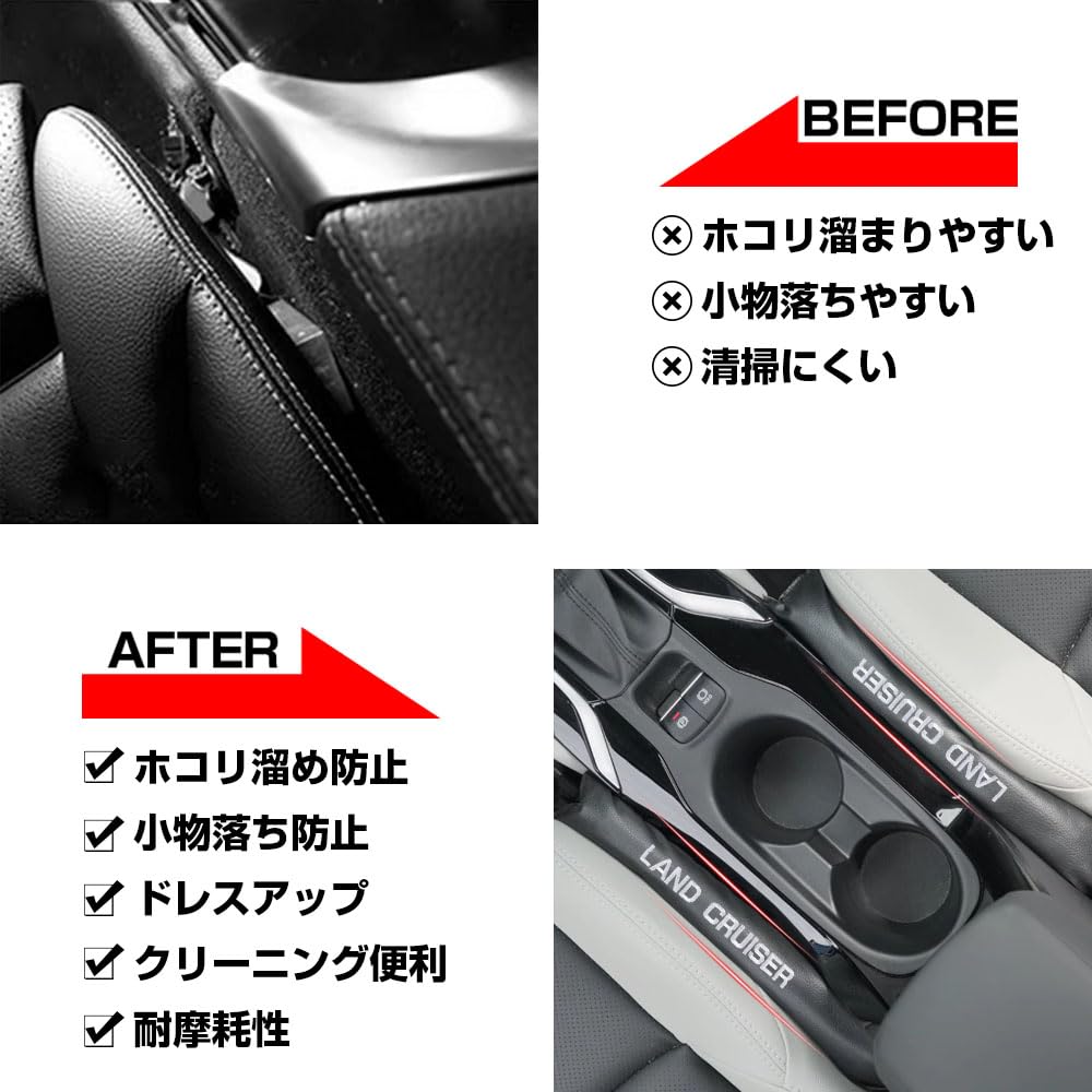 XIKER PU Leather Gap Cushions for Toyota Land Cruiser 250 Car Seat Side Gap Fillers for Driver and Passenger Prevents Small Items from Convenient Car