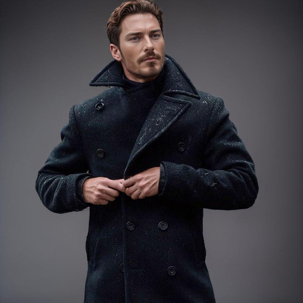 Nuovo Cappotto di Lana da Uomo Stile Britannico di Media Lunghezza, Caldo Cappotto di Lana Mista Autunno Inverno, Capo d'Abbigliamento da Uomo Popolare per Crossborder Europeo Americano