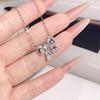 Clear Sky Pink Zircon Bow Necklace, S925 Sterling Silver, Micro-set Fine Chain, Everyday Wear.