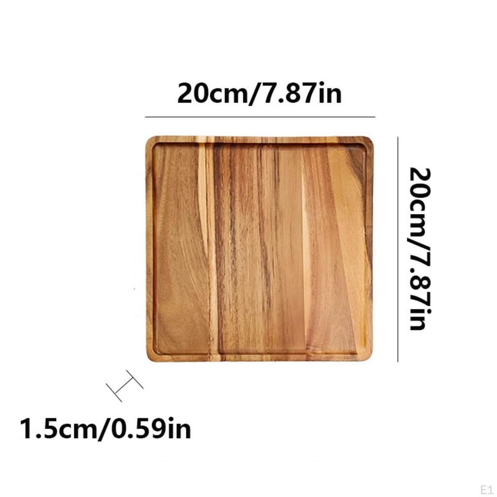 Acacia Wood Serving Plate Versatile Japanese Food Tray Smooth Square Wooden for Restaurant,