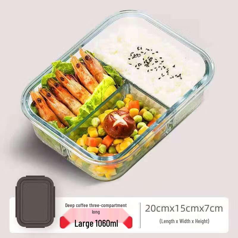 Microwave-Safe Partitioned Glass Food Storage Container