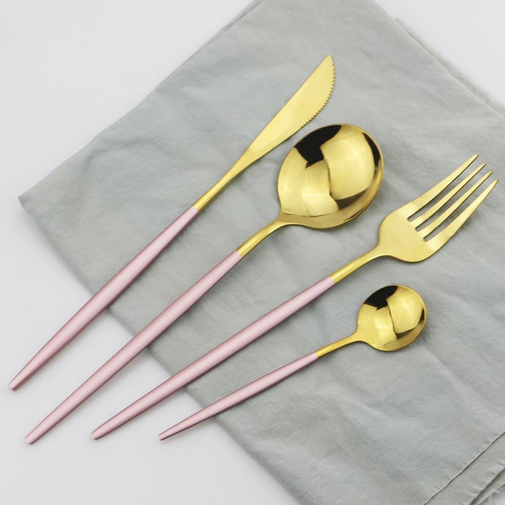 24Pcs Stainless Steel Dinnerware Cutlery Set Knives Forks Coffee Spoon Dinner Tableware Kitchen Utensils Flatware Set