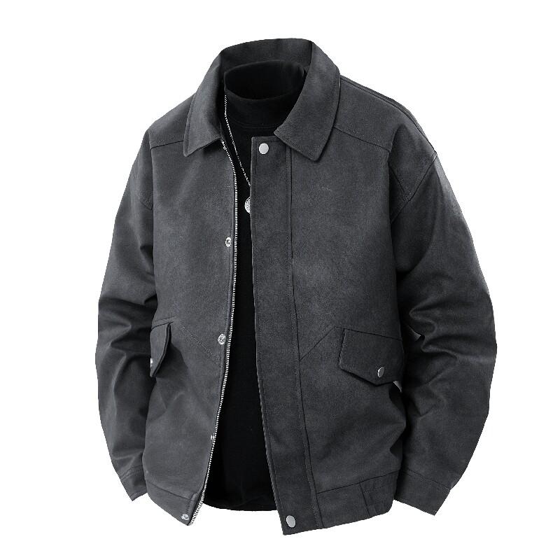 Jaro podzim business ležérní bundy pánská móda volné zipy límec dolů jednobarevné kabáty pánské vysoce kvalitní kabát