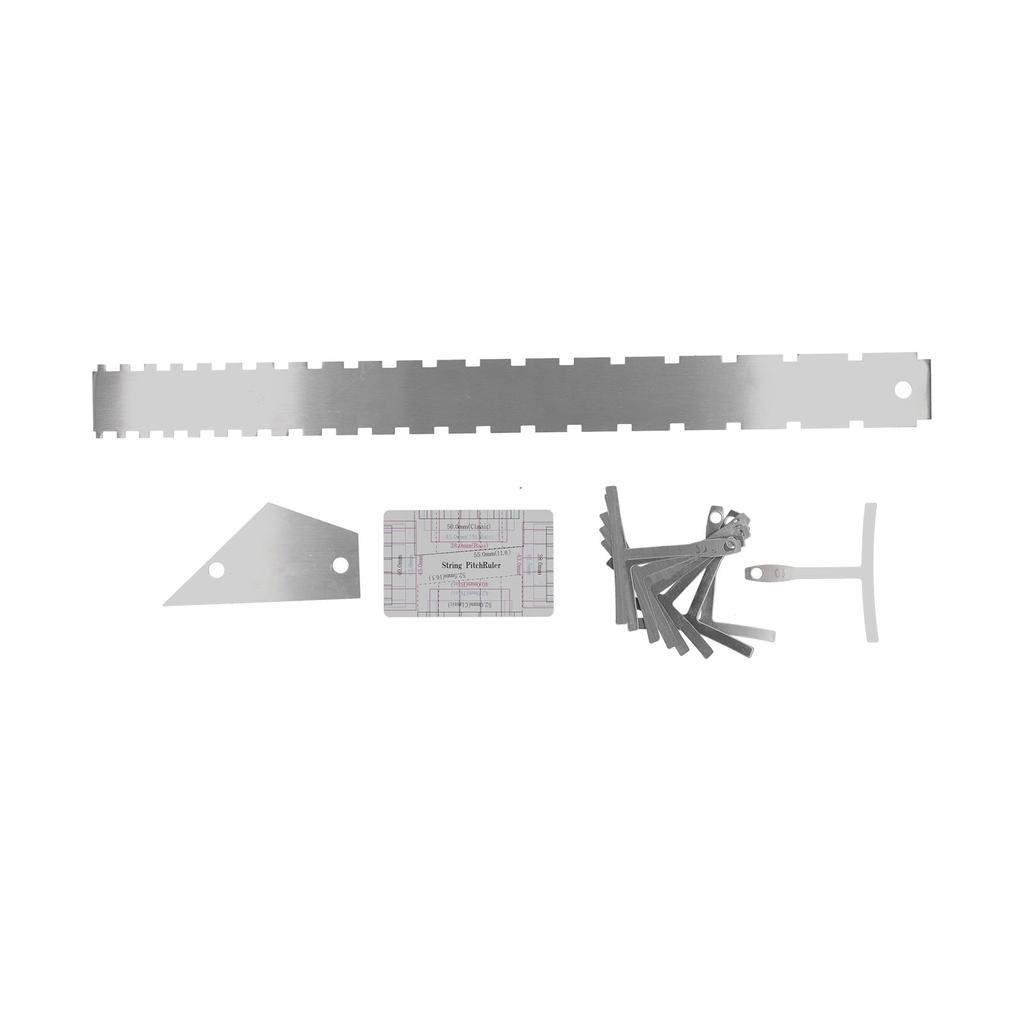 Set de instrumente de măsurare pentru chitară, riglă de nivelare a acordurilor cu arc de gât argintiu, kit de ecartament pentru luthier, argintiu