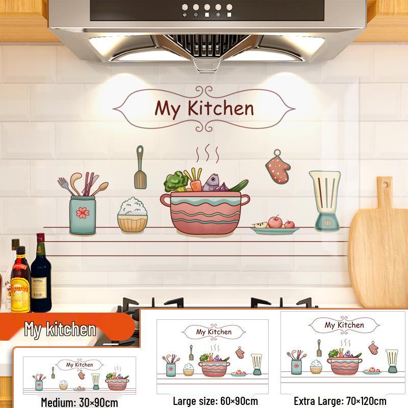 Fireproof, Waterproof, Self-Adhesive Kitchen Oil-Proof Wall Stickers for Stoves and Range Hoods.