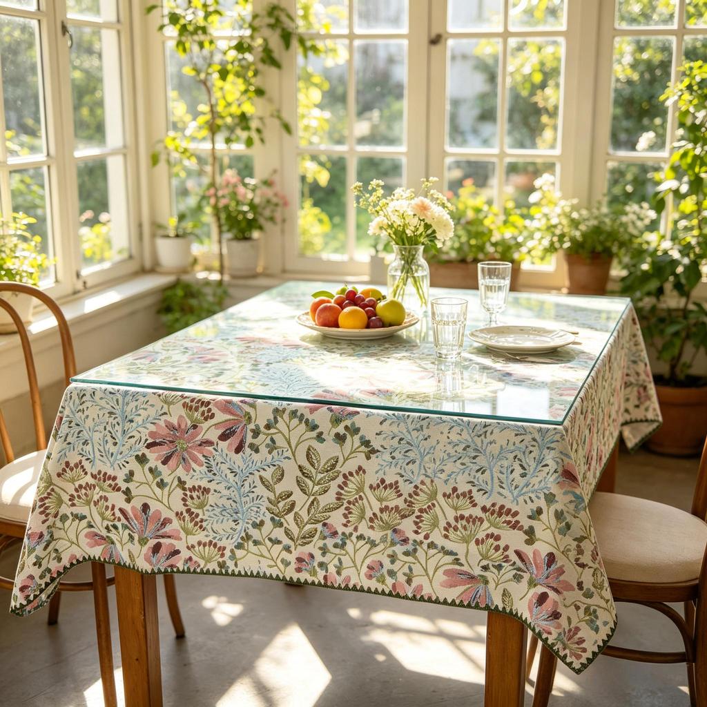 Kitchen Party Use Rectangle Soft Washable Cotton Linen Fabric Family Dinner Table Cloth