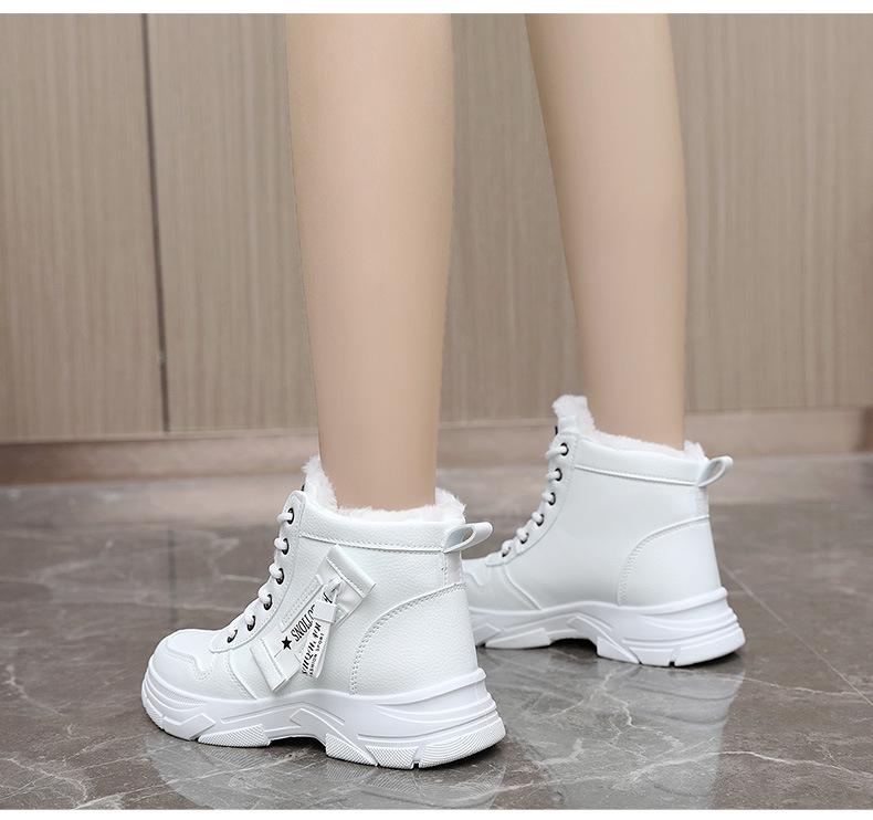 Winter 2024 Damen Trendige Dickbesohlte Fleecegefütterte Martin Boots