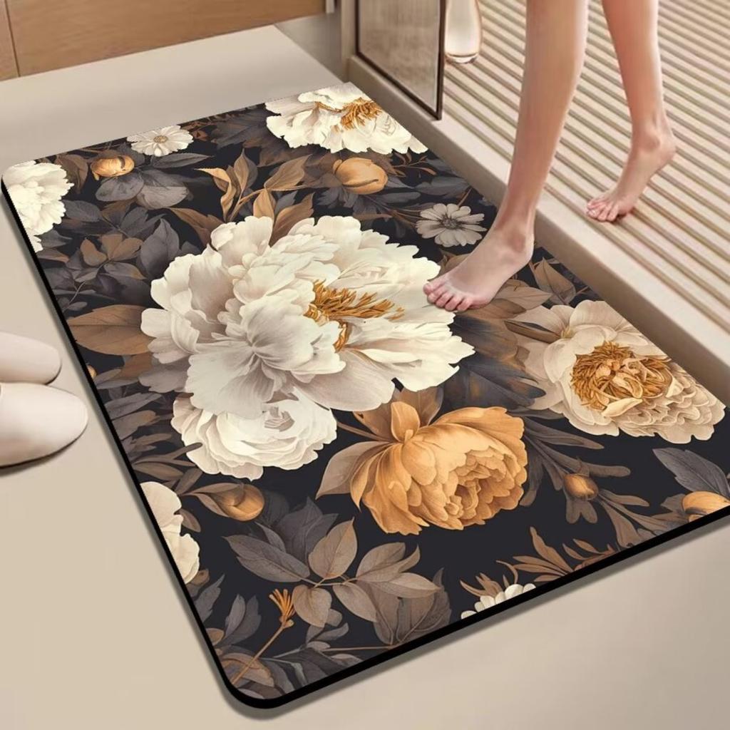 Diatom Printing Bathroom Thickening Mat Bath Non-slip Carpets In Wash Basin Bathtub Side Floor Rug Shower Room Doormat Memory Foam 3D Pad