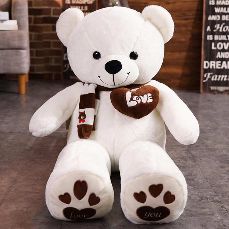 80/100CM 4 Colors Bear With Included Scarf Stuffed Animals Bear Plush Toysets Bear Doll Lovers Birthday Present Infant Present