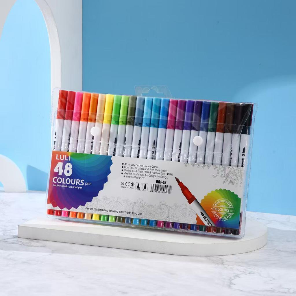 120-Color Double-Ended Watercolor Marker Set with Soft Tips & Fineliner for Students & Art Studio Use