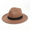Mifelio Fedora klobouky pro muže ženy Vintage široký klobouk s přezkou na opasku Nastavitelný klobouk Outback Klasický fedora klobouk Khaki Jedna velikost