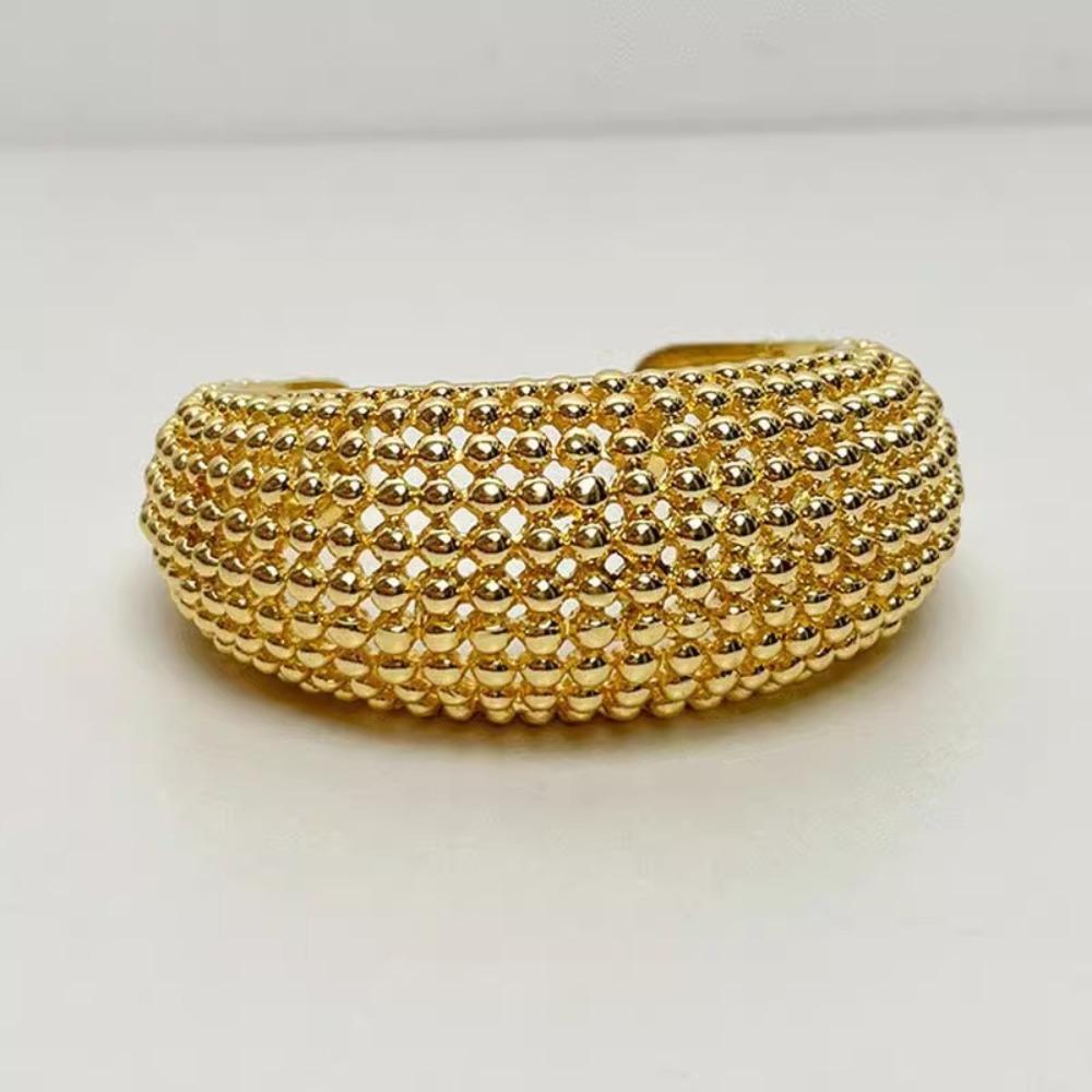 Vintage Open Cuff Bracelet Wrist Jewelry Fashion Luxury Ring Hollowed-out Round Bead Bracelet  Gift